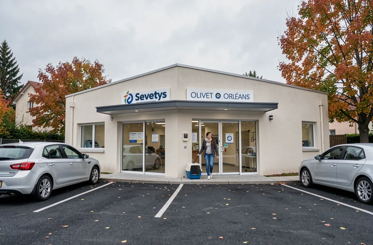 Façade extérieure de la Clinique Vétérinaire d'Artois Sevetys à Olivet près d'Orléans
