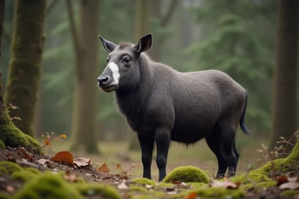 Mature grison européen dans la forêt avec feuillage